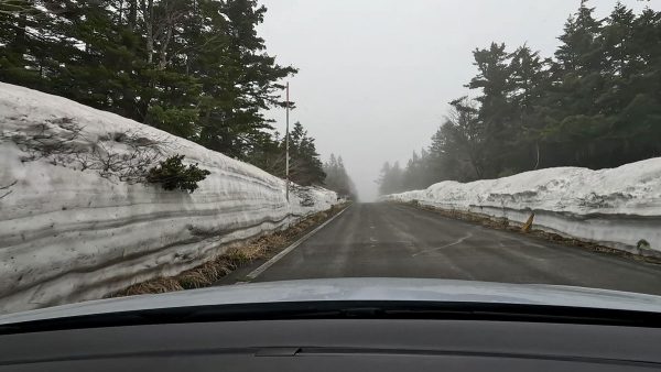 雪の回廊と山ボード