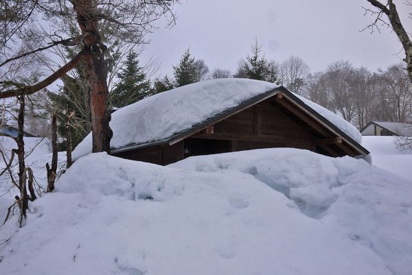 露天風呂周辺の雪